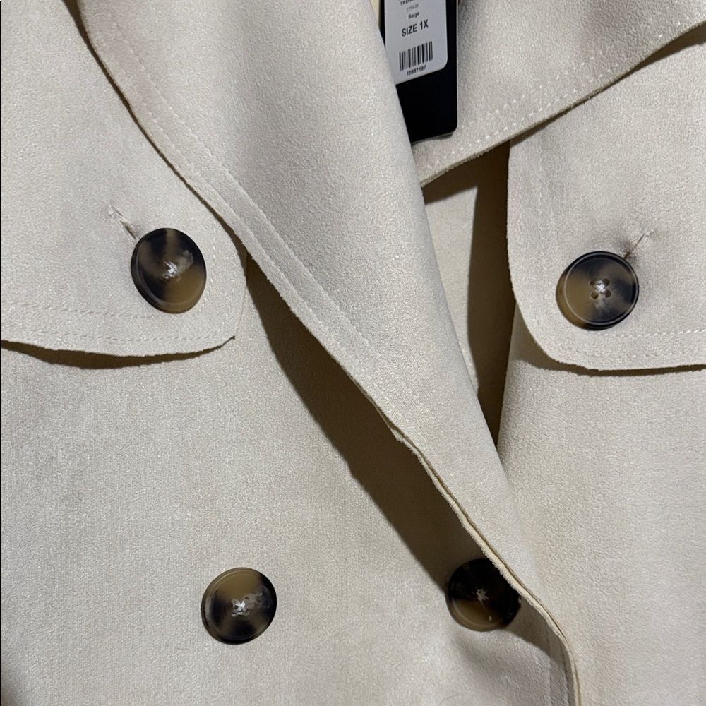 Fashion Nova Women's Cream Double-Breasted Pea Coat - Picture 6 of 16